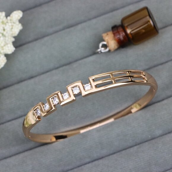 Rose Gold Geometric CZ Bangle Contemporary Style, XPBL0532 - Picture 10 of 12